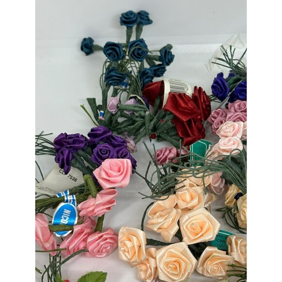 Lot of Mini Silk Rosebuds Assorted Fabric Flowers Craft Floral Decorative Set - Picture 4 of 8